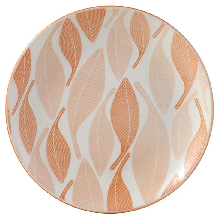 Autumn Orange Leaf Print Stoneware 18 Piece Dish Set