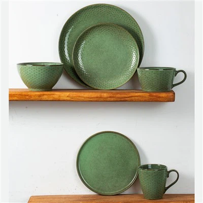 크리스마스 반응성 글레이즈 그린 컬러 식기 세트: 테이블에 예술적인 우아함을 더해보세요