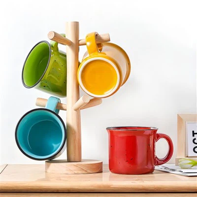 커피 머그 4,16온스 대형 커피 머그 4개 세트, 손잡이가 있는 세라믹 머그, 커피, 샐러드, 국수 등 커피 머그, 전자레인지 및 식기 세척기 사용 가능, 멀티 컬러