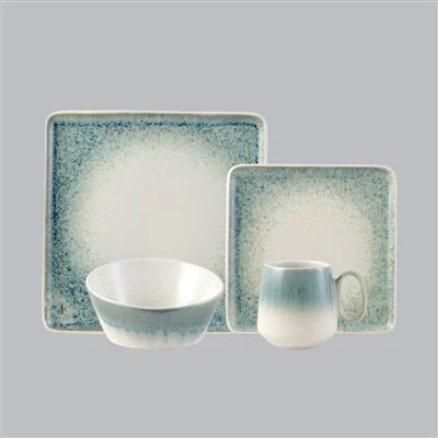 헤일로 그린 리액티브 글레이즈 스톤웨어 식기류(16개 세트)